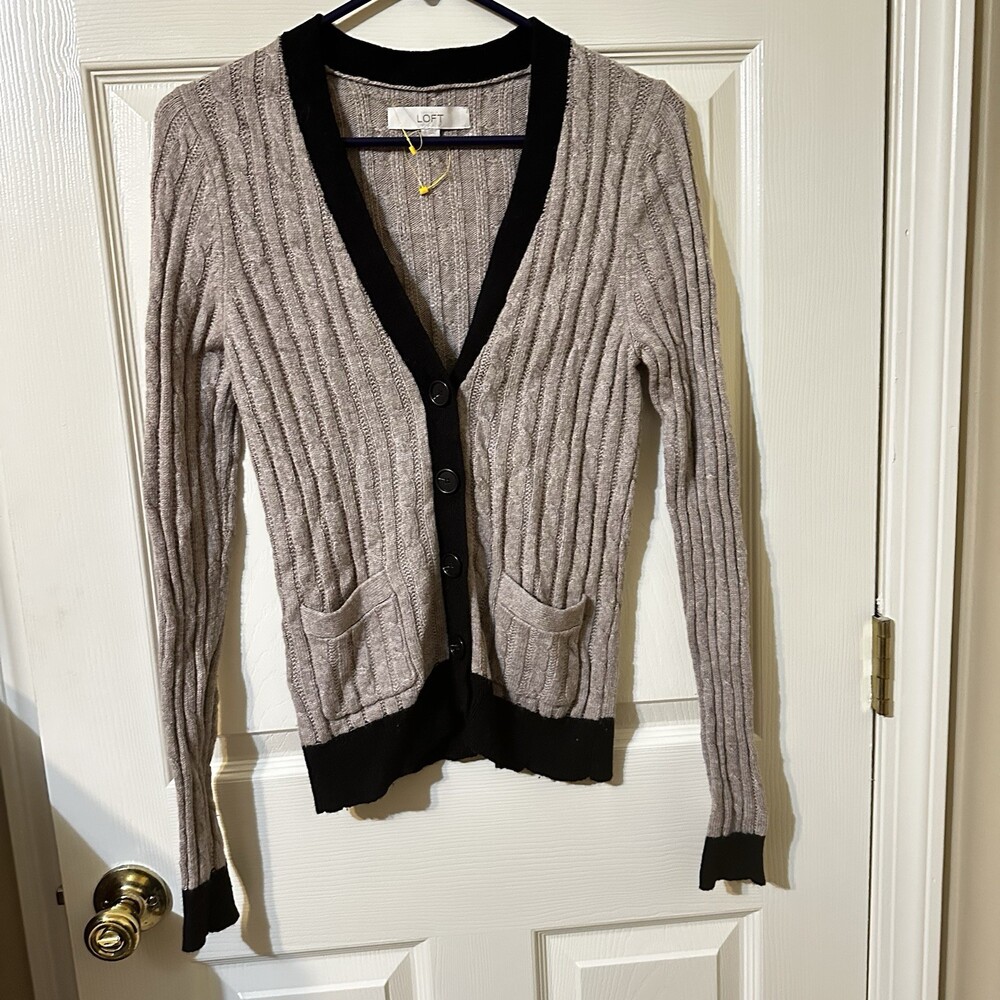 Loft Women's Cardigan Sweater V-Neck Button Up Size Small